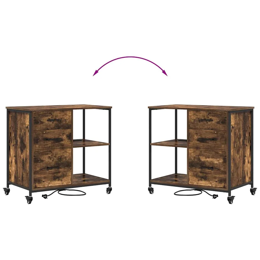 Cabinet avec Station de Charge Chêne fumé 76 x 41 x 72 cm - 11