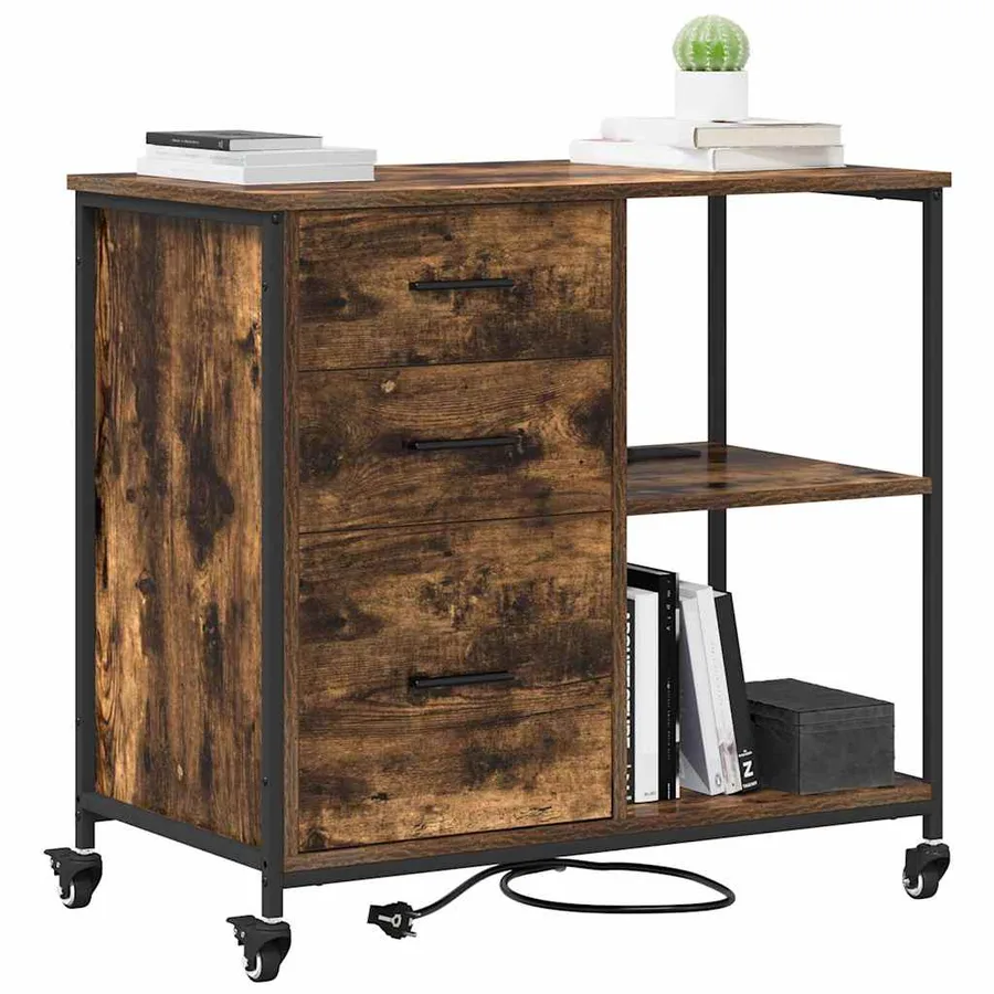 Cabinet avec Station de Charge Chêne fumé 76 x 41 x 72 cm - 3