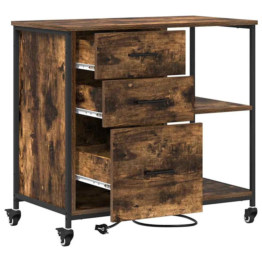 Cabinet avec Station de Charge Chêne fumé 76 x 41 x 72 cm - 6