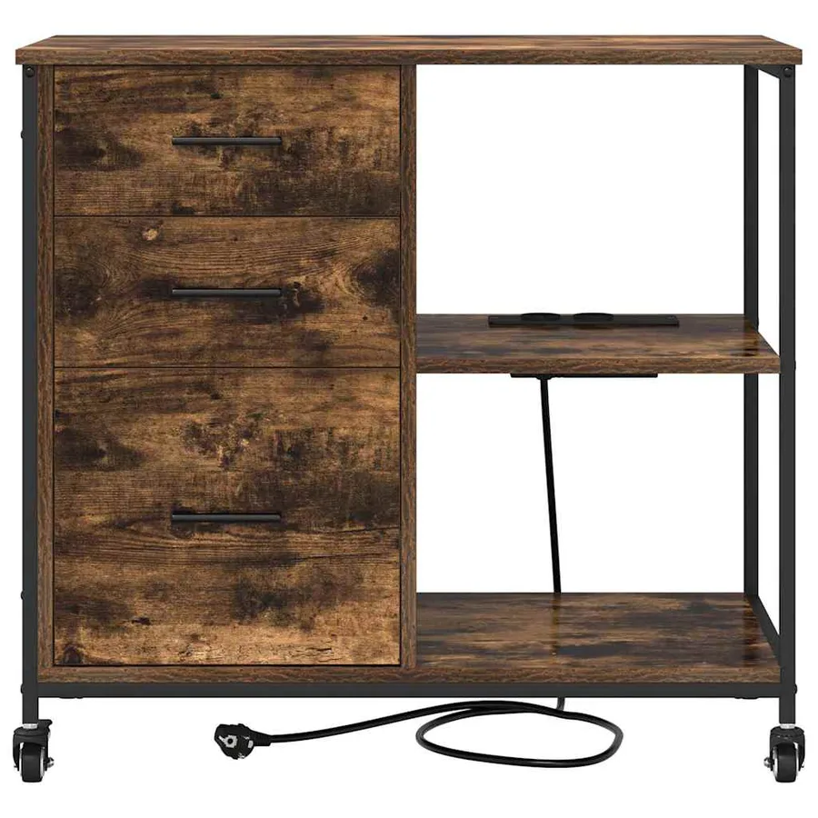 Cabinet avec Station de Charge Chêne fumé 76 x 41 x 72 cm - 7