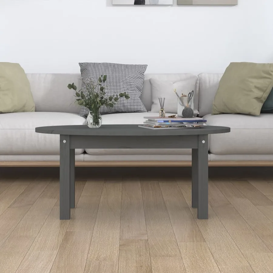 Table basse Gris 80x40x35 cm Bois massif de pin - 3