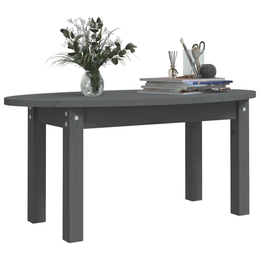 Table basse Gris 80x40x35 cm Bois massif de pin - 4