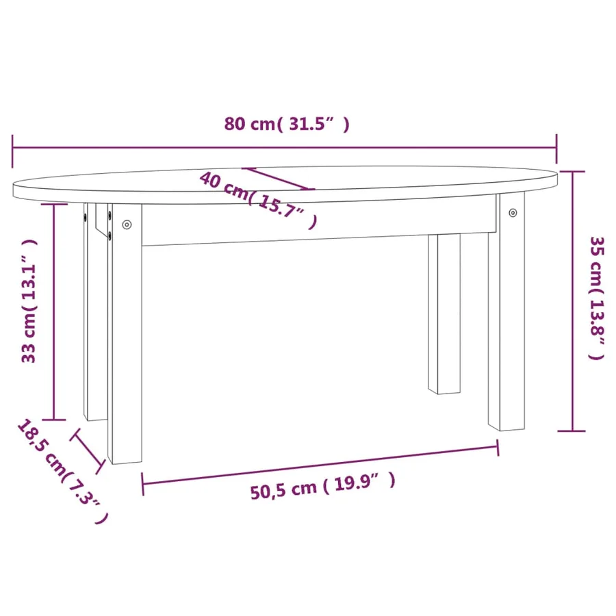 Table basse Gris 80x40x35 cm Bois massif de pin - 9