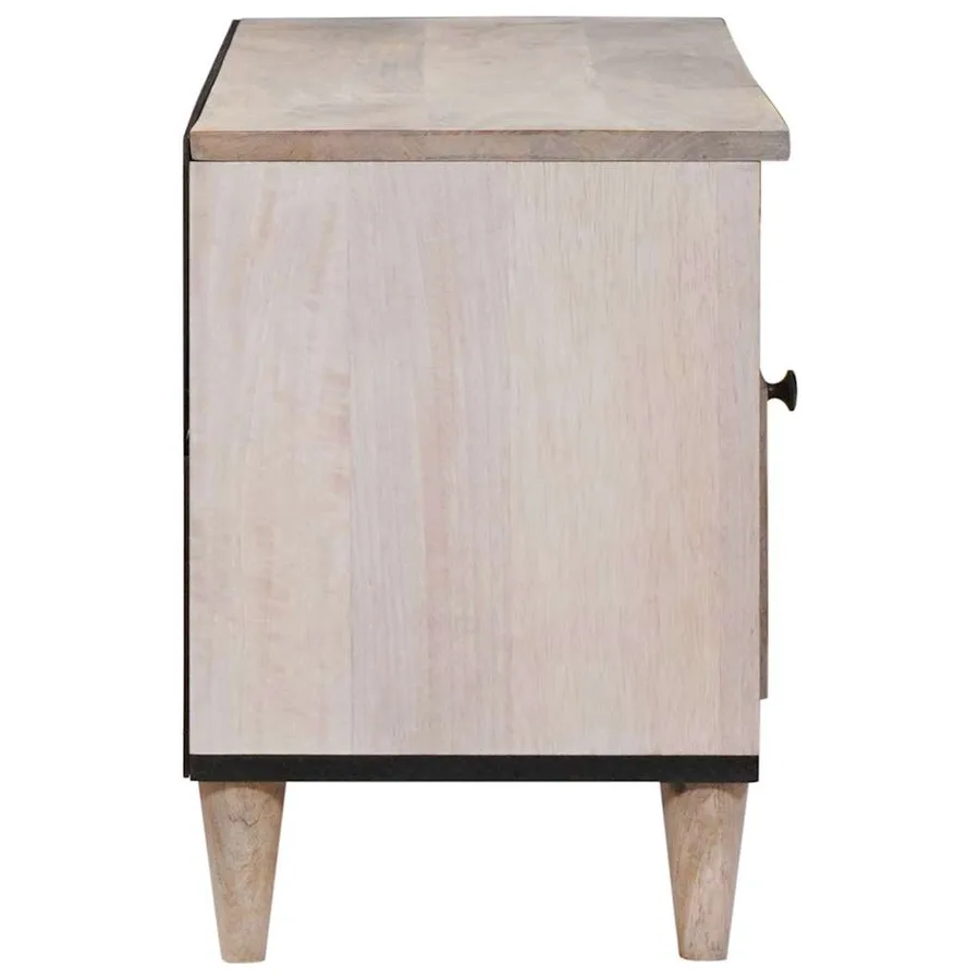 Meuble TV Blanc Blanchi 100 x 33 x 46 cm Bois de mangue massif - 4