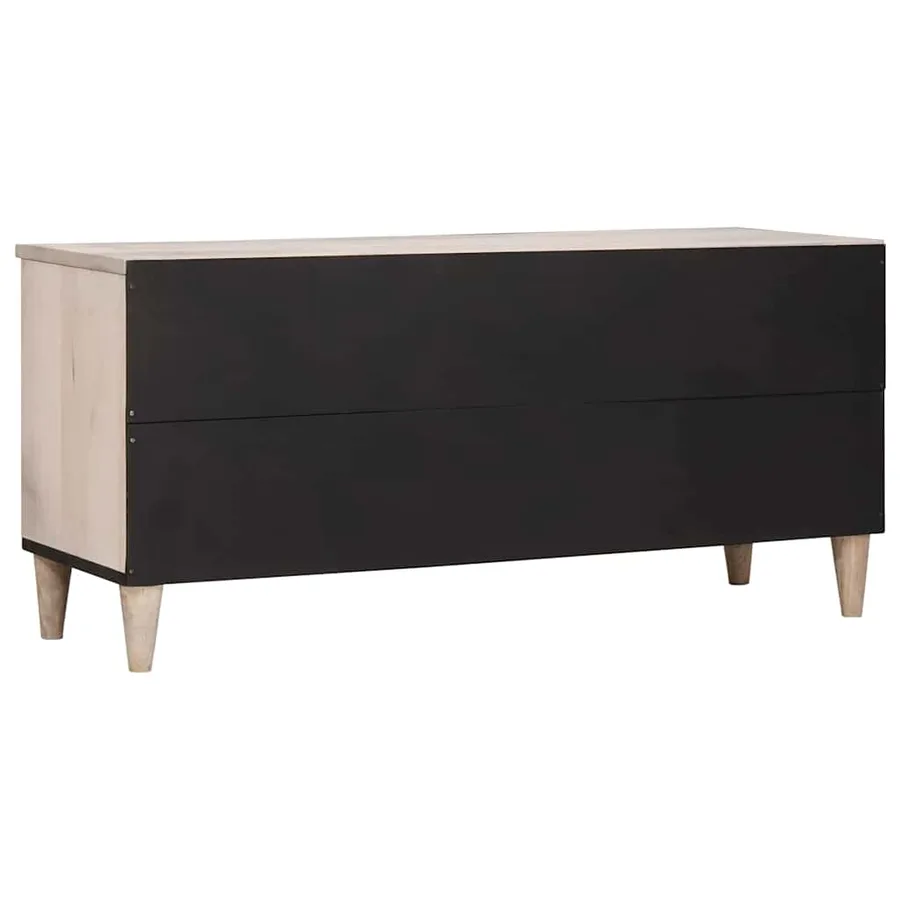 Meuble TV Blanc Blanchi 100 x 33 x 46 cm Bois de mangue massif - 5