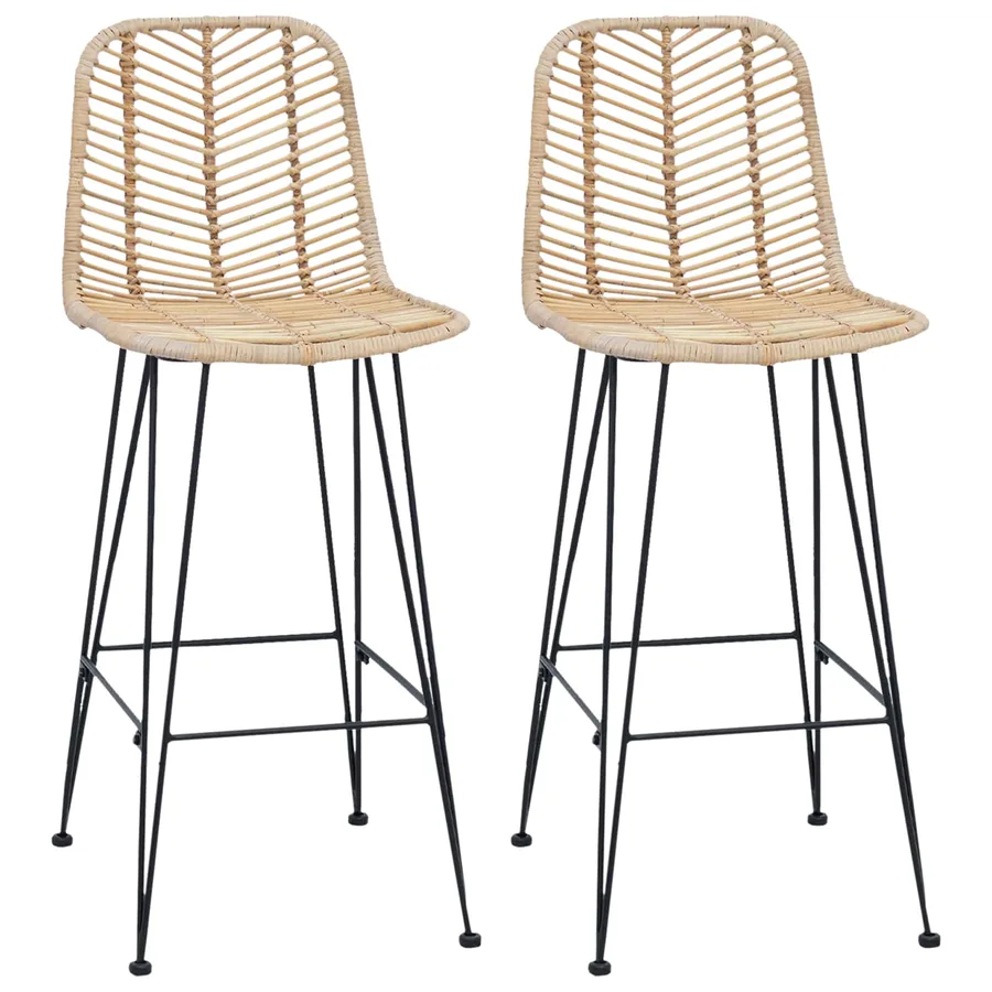 Chaise de bar 2 pcs 44 x 52 x 111 cm Rotin et métal - 2