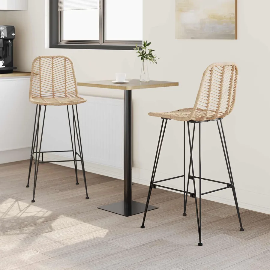 Chaise de bar 2 pcs 44 x 52 x 111 cm Rotin et métal - 3