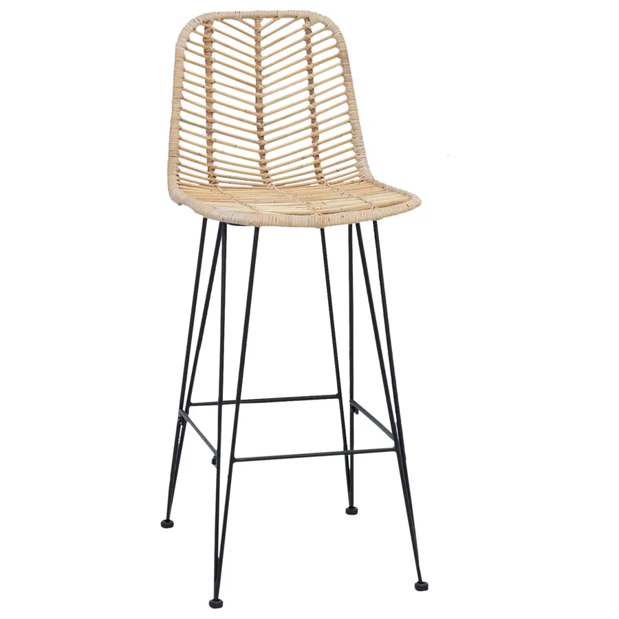 Chaise de bar 2 pcs 44 x 52 x 111 cm Rotin et métal - 4