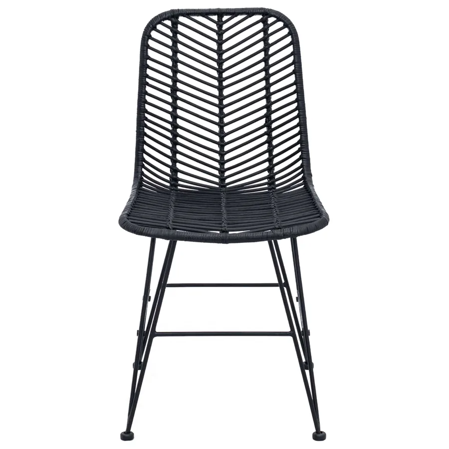 Chaise de salle à manger 2 pcs Rotin et métal Noir - 5