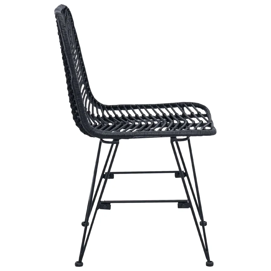 Chaise de salle à manger 2 pcs Rotin et métal Noir - 6