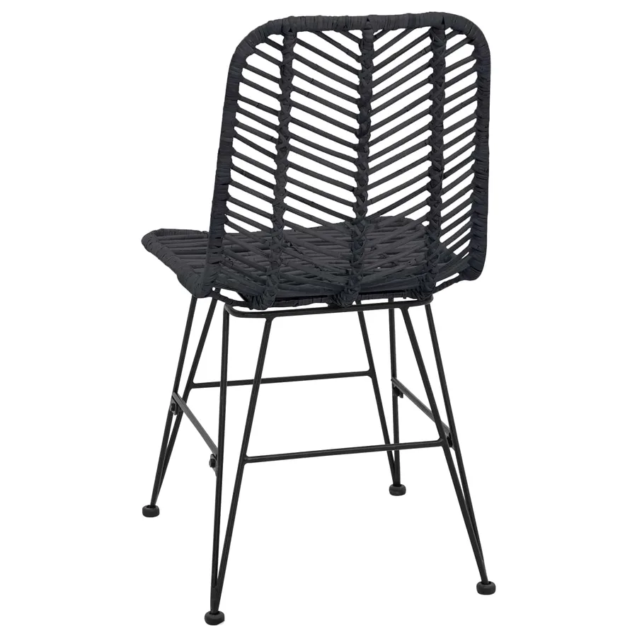 Chaise de salle à manger 2 pcs Rotin et métal Noir - 7