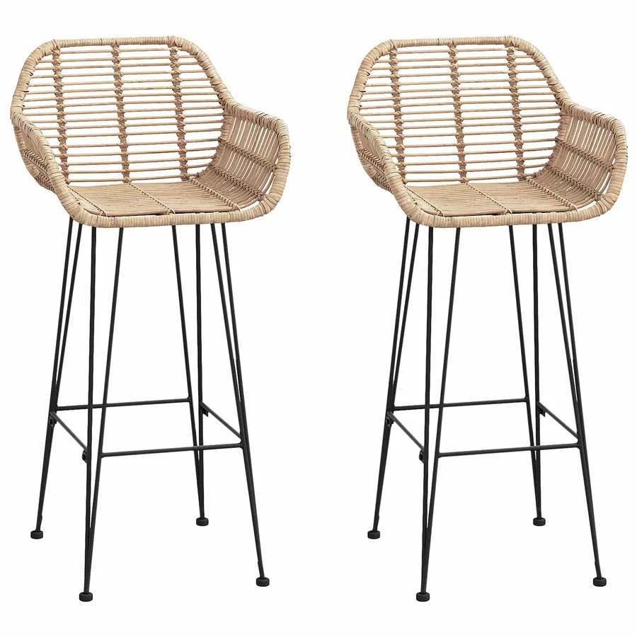 Chaise de bar 2 pcs 55 x 52 x 105 cm Rotin et métal - 2
