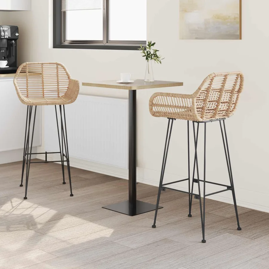 Chaise de bar 2 pcs 55 x 52 x 105 cm Rotin et métal - 3