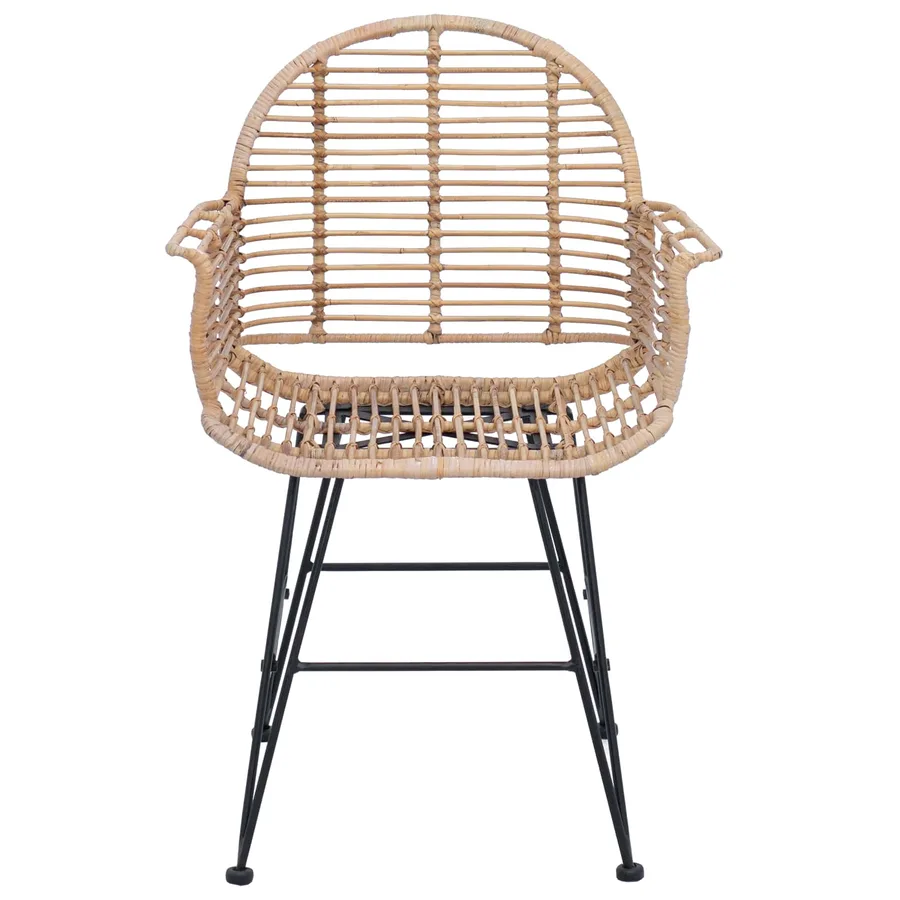 Chaise de salle à manger 2 pcs Rotin et métal Naturel - 5