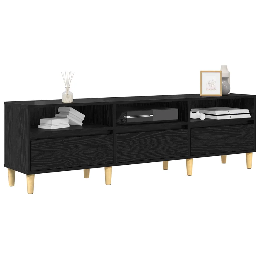 Meuble TV Chêne noir 150 x 30 x 45 cm Bois d'ingénierie - 3