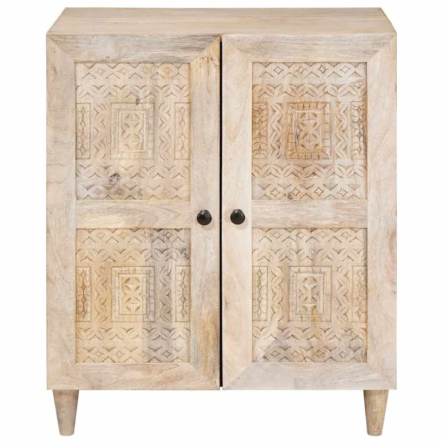 Buffet Blanc 60 x 33 x 75 cm bois de manguier massif - 3