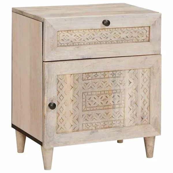Table de chevet Blanc 50 x 33 x 60 cm Bois d'ingénierie