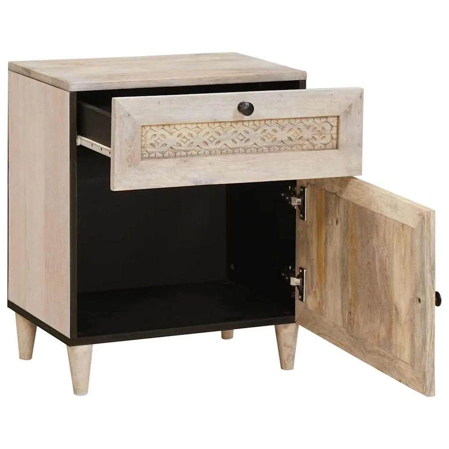 Table de chevet Blanc 50 x 33 x 60 cm Bois d'ingénierie - 2