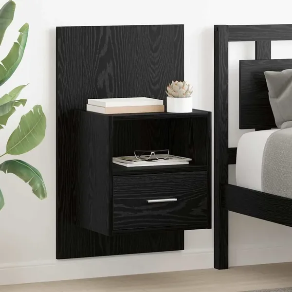 Cabinet de chevet avec tiroir 2 pcs Chêne noir 50 x 32,5 x 80cm