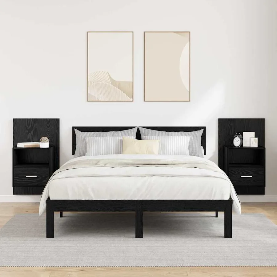 Cabinet de chevet avec tiroir 2 pcs Chêne noir 50 x 32,5 x 80cm - 4