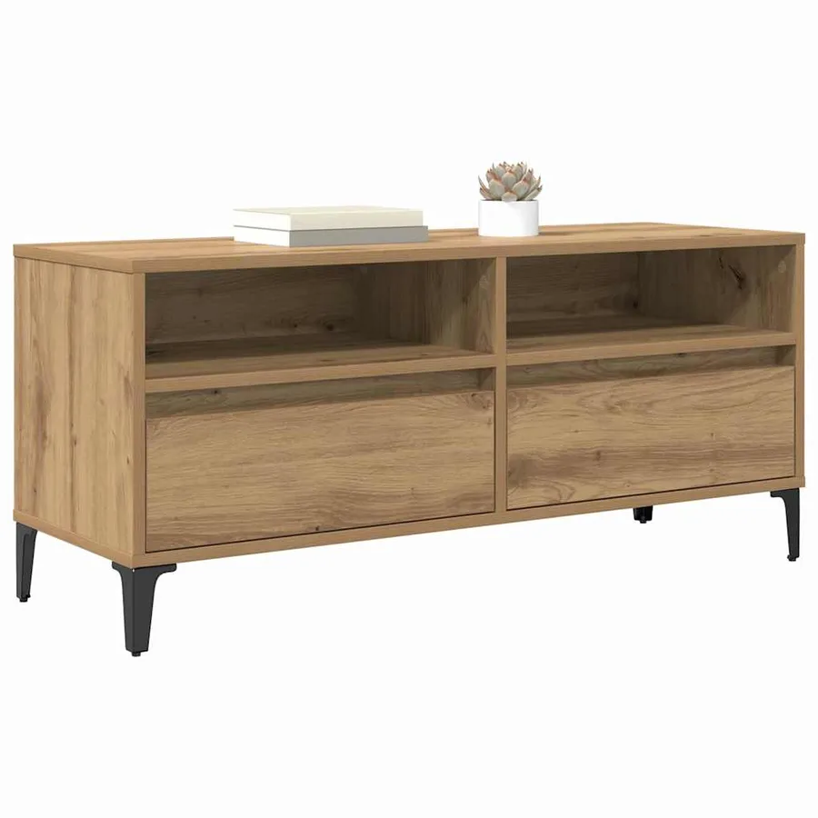 Meuble TV 100 x 34,5 x 44,5 cm Chêne artisanal - 3