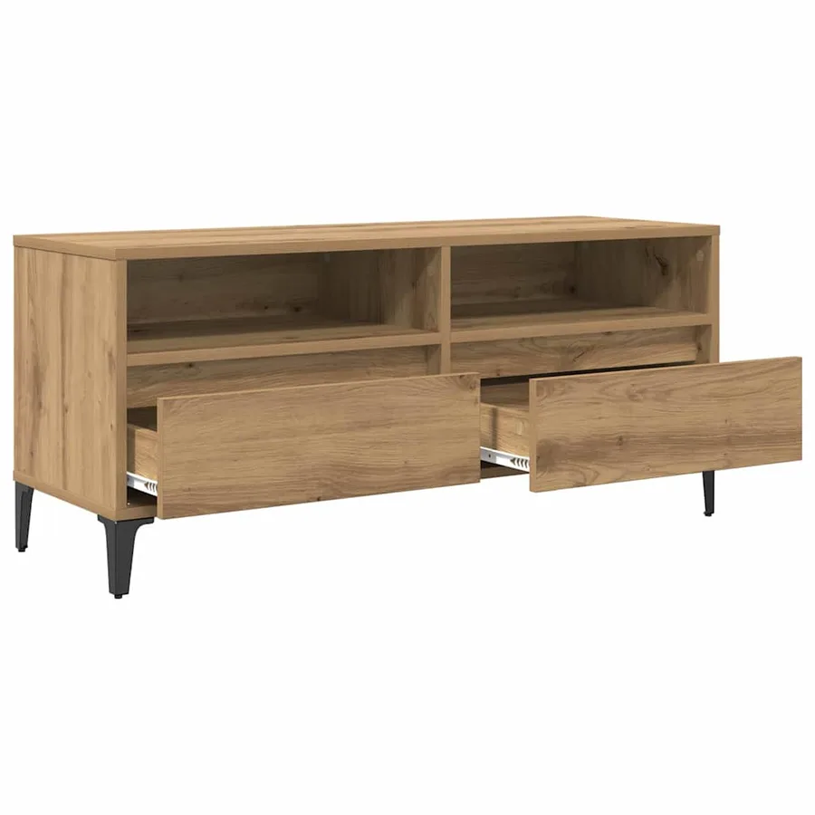 Meuble TV 100 x 34,5 x 44,5 cm Chêne artisanal - 5