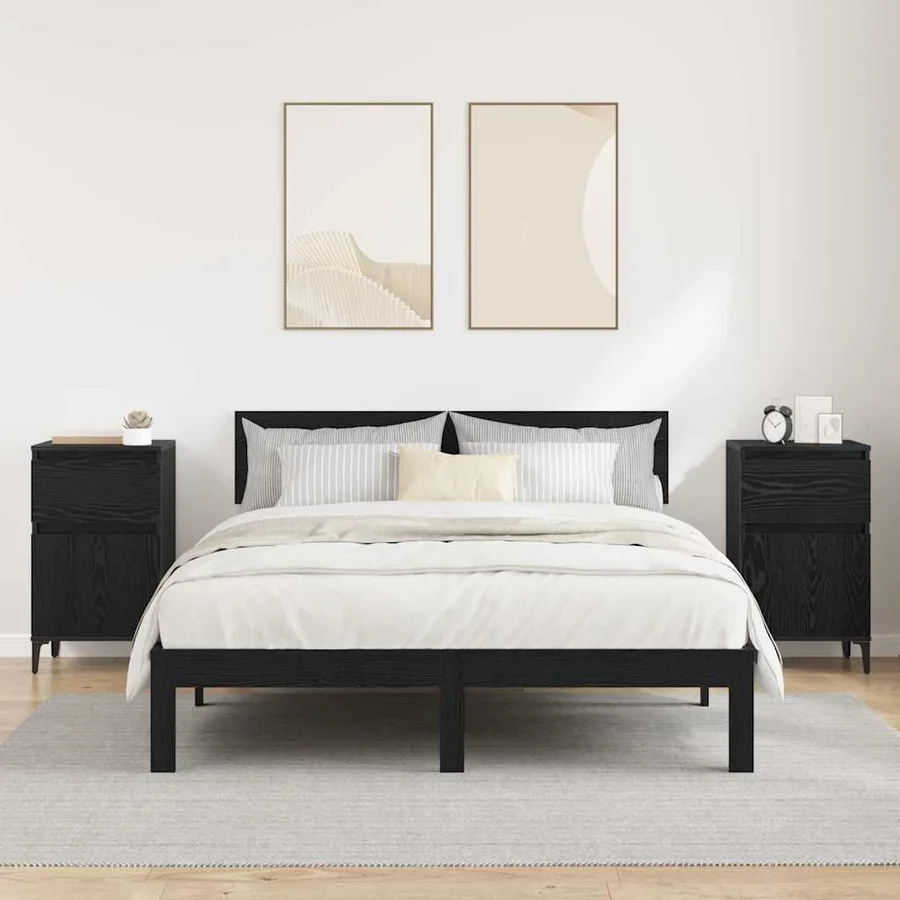 Cabinet de chevet avec tiroir 2 pcs Chêne noir 40 x 35 x 70 cm - 4