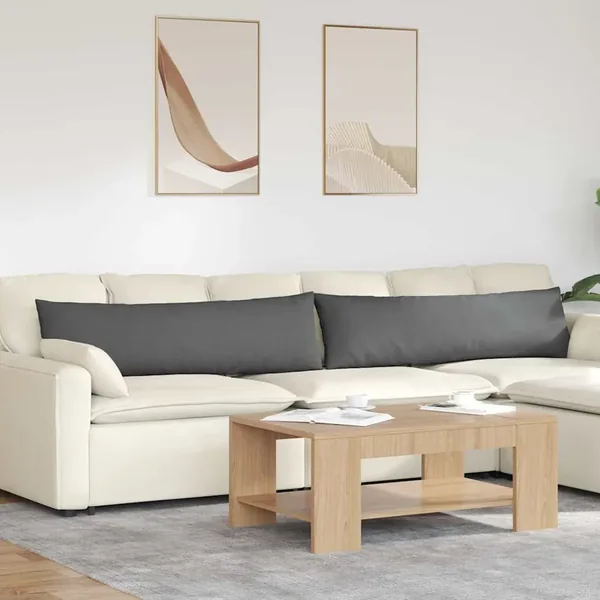 Coussins de canapé 2 pcs Gris foncé 145 x 40 cm tissu