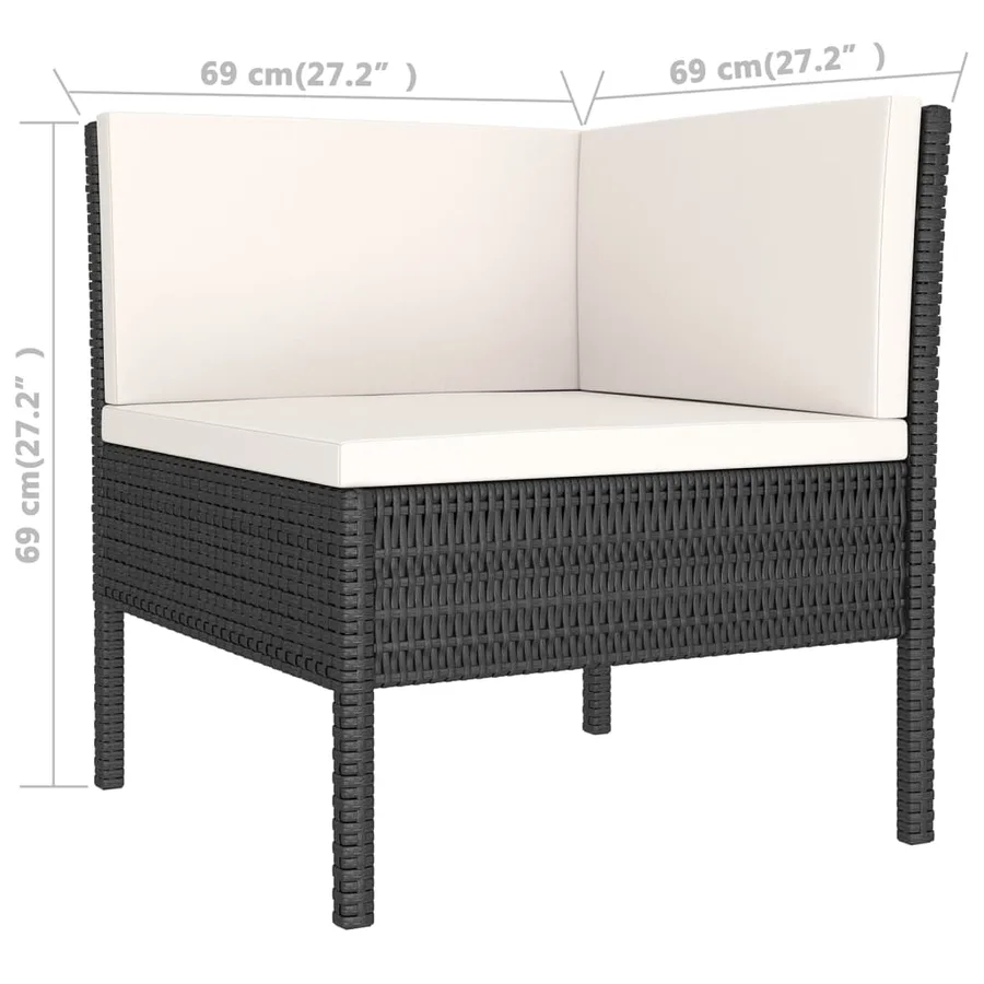 Salon de jardin 9 pcs avec coussins Résine tressée Noir - 7