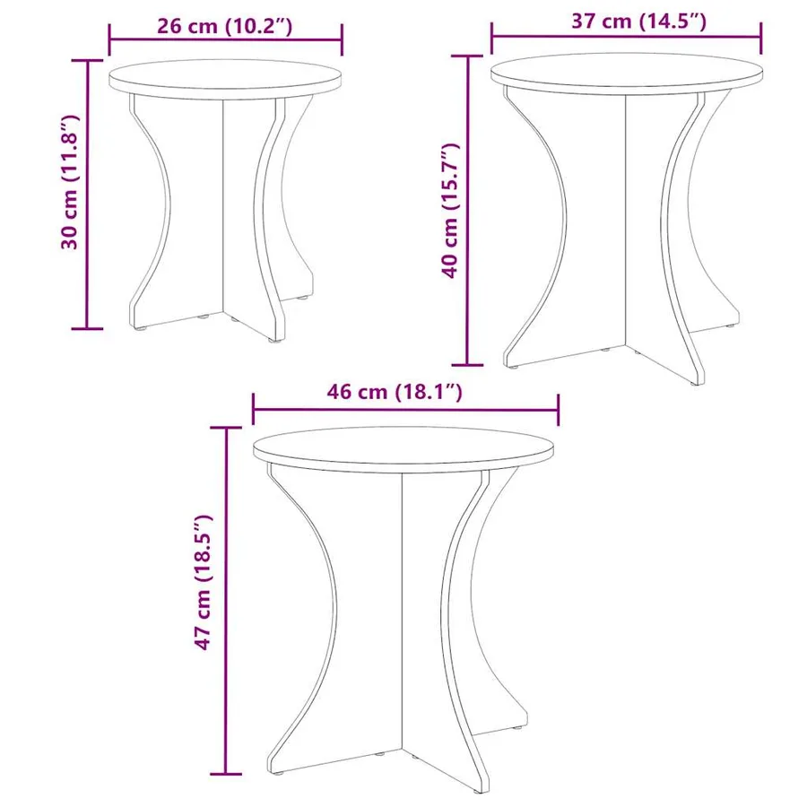 Table basse 3 pcs Brun cire - 11