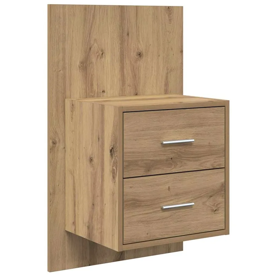 Cabinet de chevet mural avec tiroir 2 pcs Chêne artisanal - 6