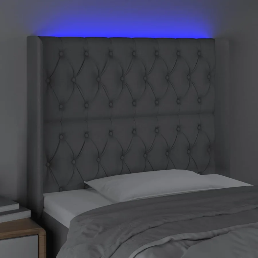 Tête de lit à LED Gris clair 103x16x118/128 cm Tissu - 4