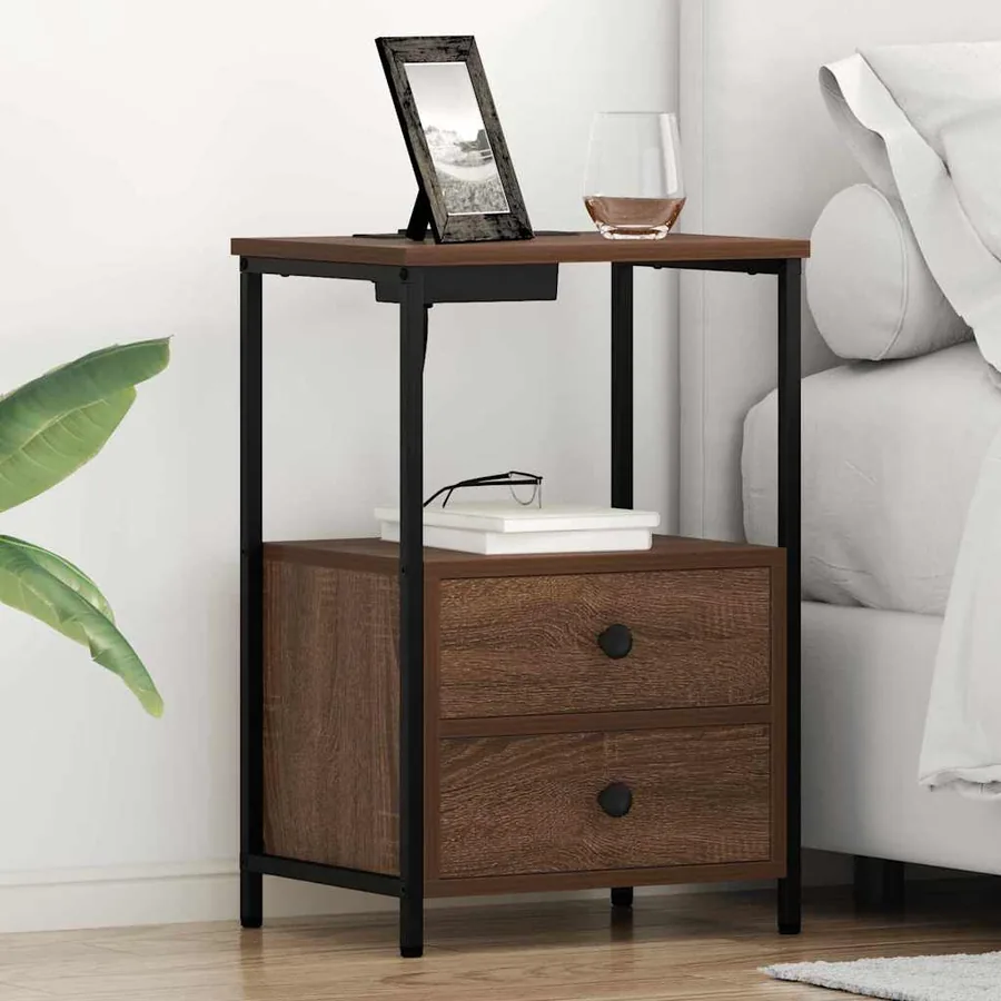 Cabinet de chevet avec tiroir 2 pcs Chêne brun 40 x 31 x 60 cm