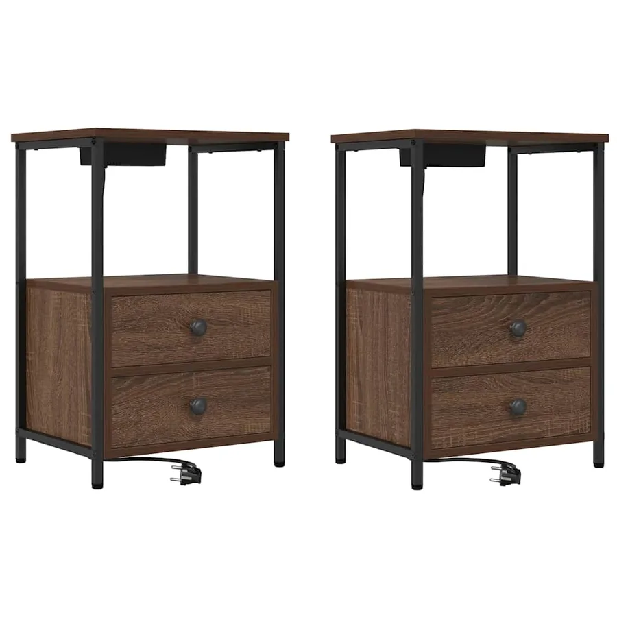 Cabinet de chevet avec tiroir 2 pcs Chêne brun 40 x 31 x 60 cm - 2