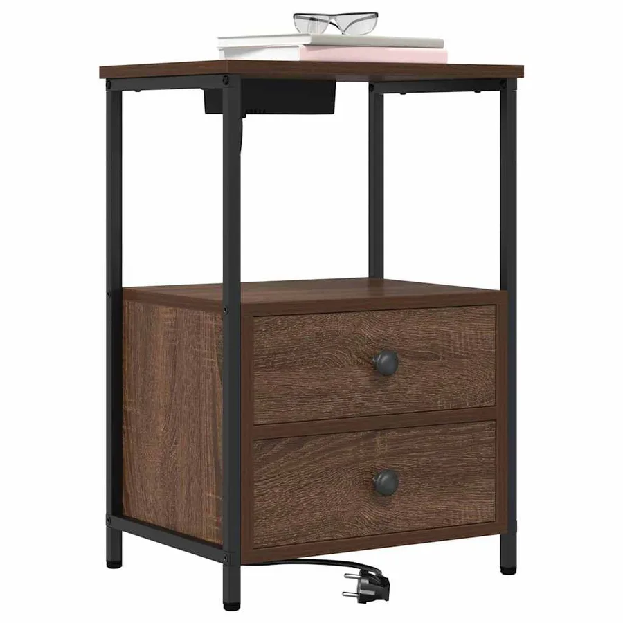 Cabinet de chevet avec tiroir 2 pcs Chêne brun 40 x 31 x 60 cm - 3