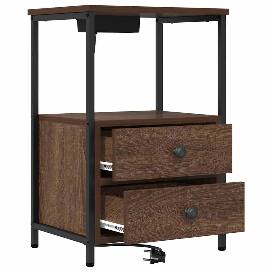 Cabinet de chevet avec tiroir 2 pcs Chêne brun 40 x 31 x 60 cm - 5