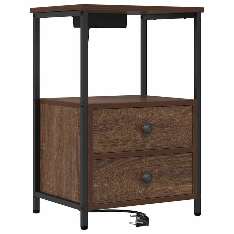 Cabinet de chevet avec tiroir 2 pcs Chêne brun 40 x 31 x 60 cm - 6