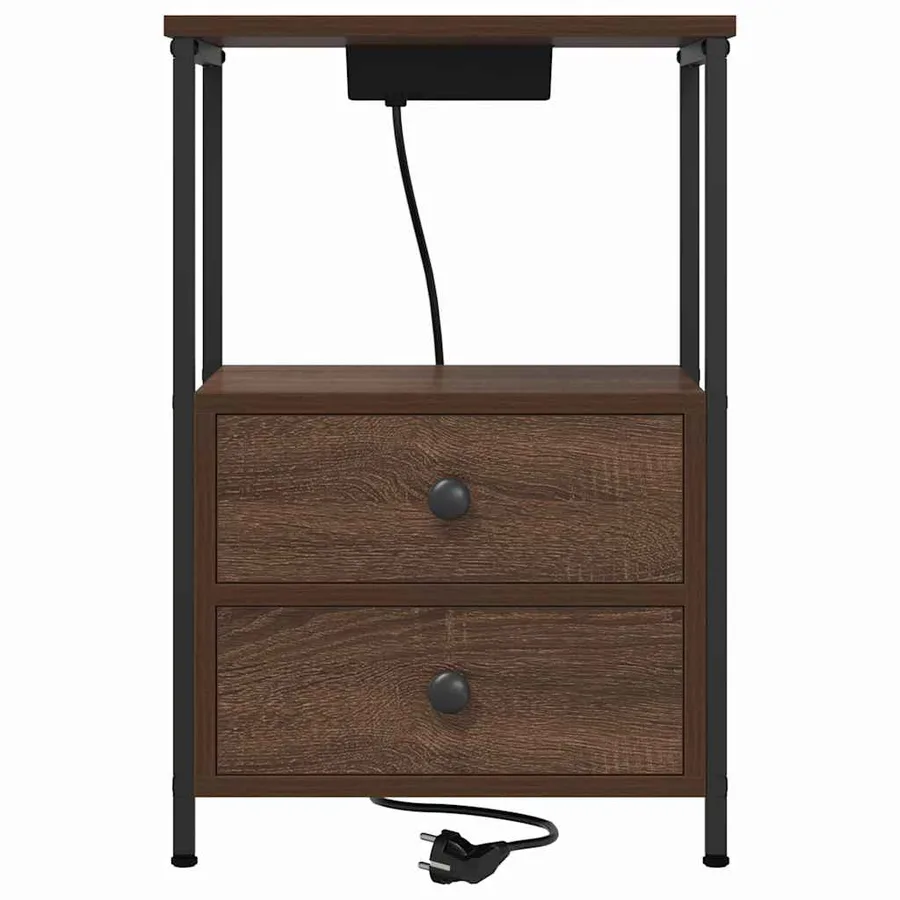 Cabinet de chevet avec tiroir 2 pcs Chêne brun 40 x 31 x 60 cm - 7