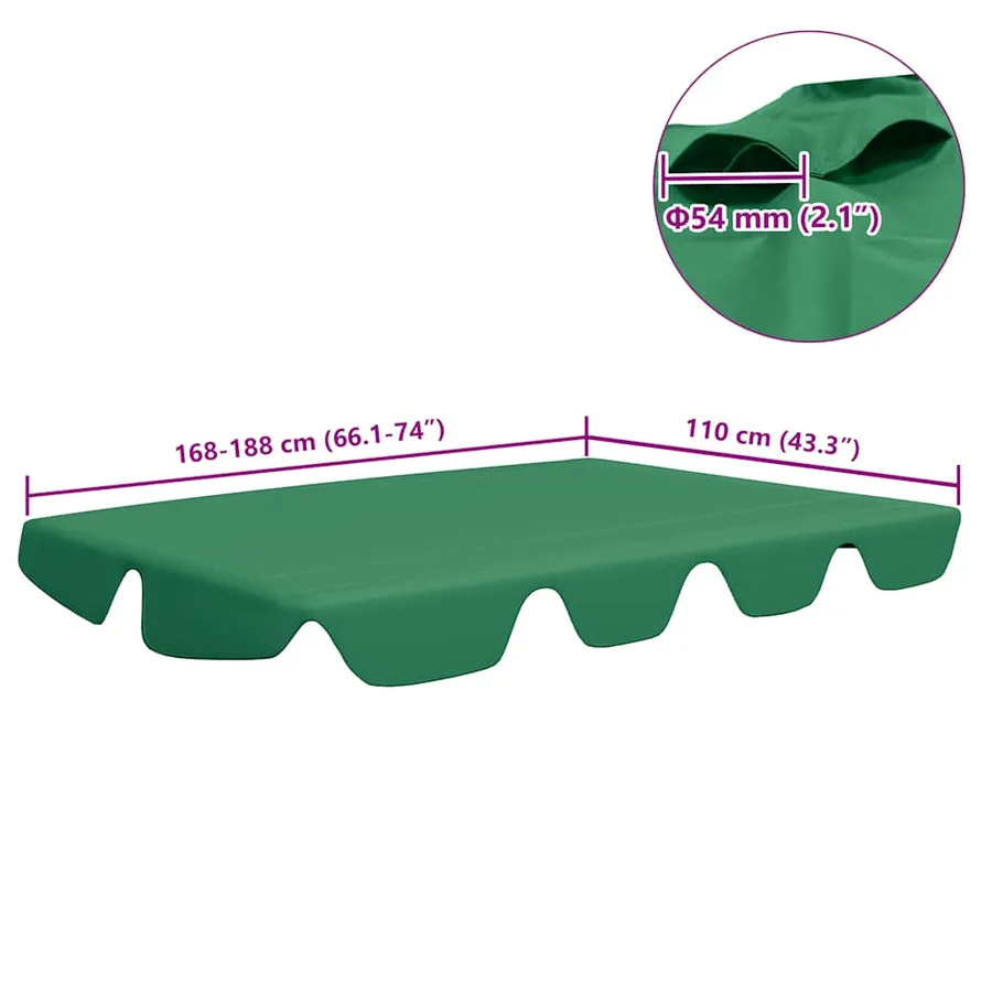 Toit de rechange de balançoire vert 188/168x145/110 cm - 6