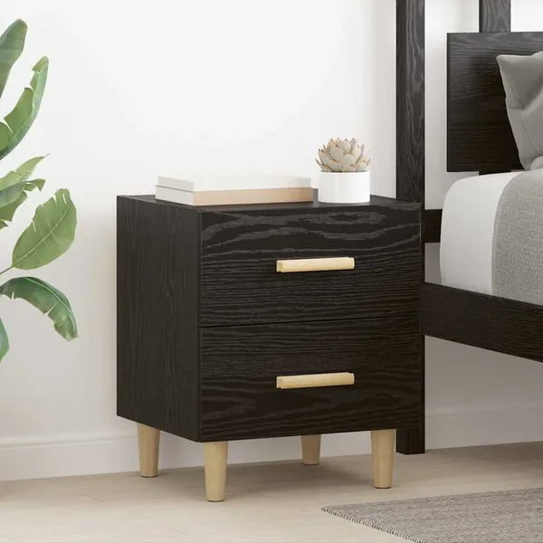 Armoire de lit avec tiroir 2 pcs Chêne noir 40 x 35 x 47.5cm
