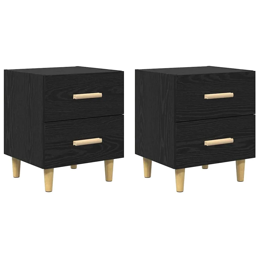 Armoire de lit avec tiroir 2 pcs Chêne noir 40 x 35 x 47.5cm - 2