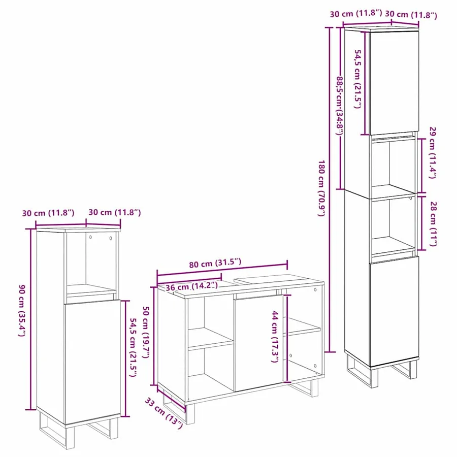 Ensemble de mobilier de salle de bain 3 pc Marron - 11
