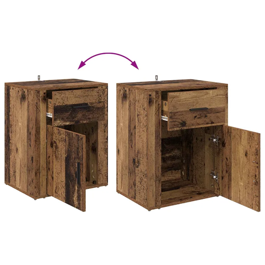 Cabinet de chevet Bois ancien 35 x 50 x 60 cm Bois d'ingénierie - 12