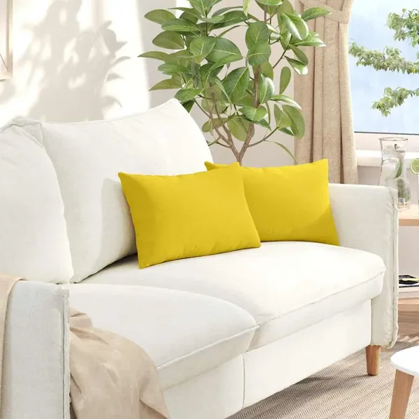 Coussins de canapé 2 pcs Jaune clair 50 x 30 cm tissu