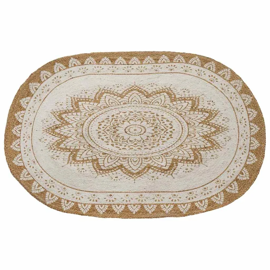 Tapis de surface Naturel avec impression blanche 100 x 152 cm