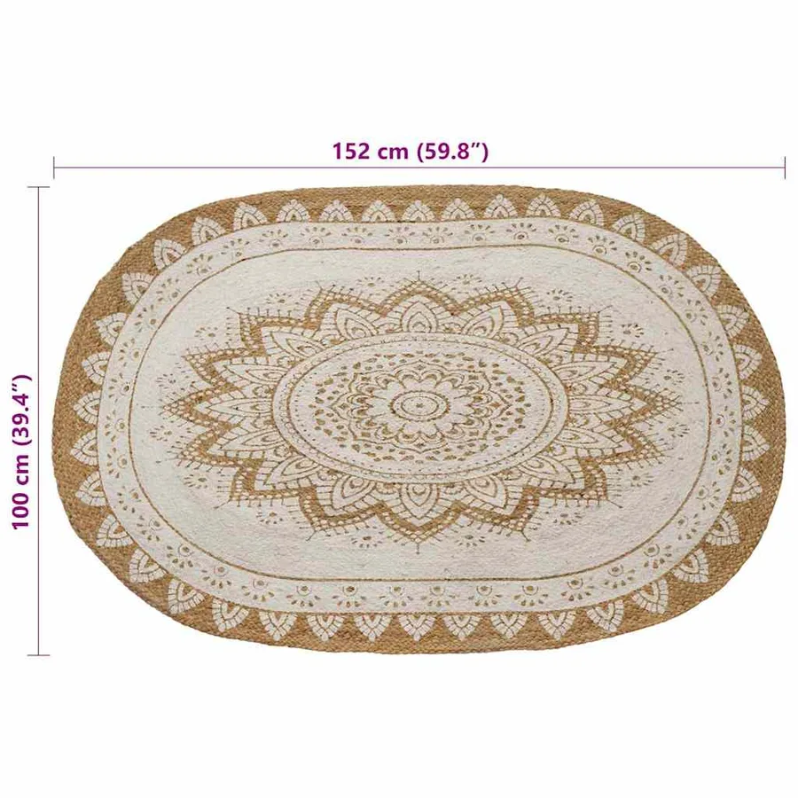Tapis de surface Naturel avec impression blanche 100 x 152 cm - 7