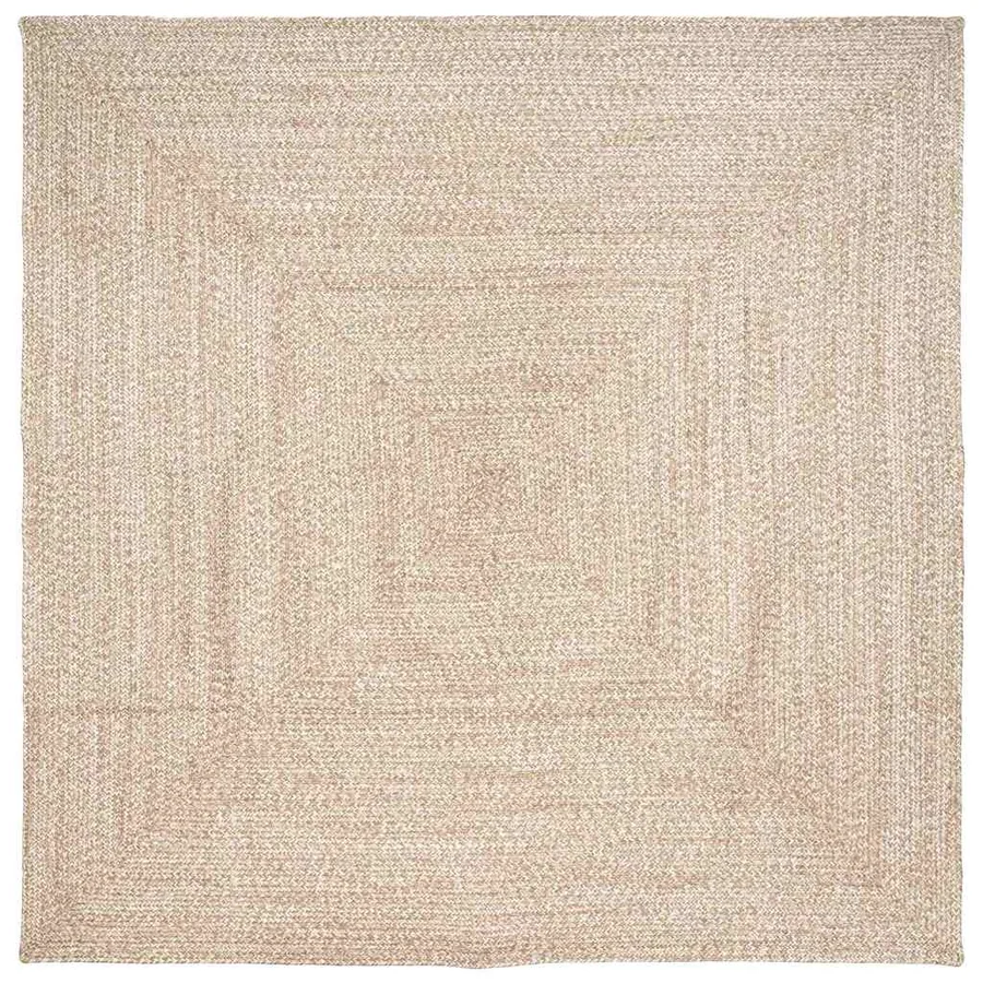 Tapis de surface Naturel et Blanc 240 x 240 cm Jute