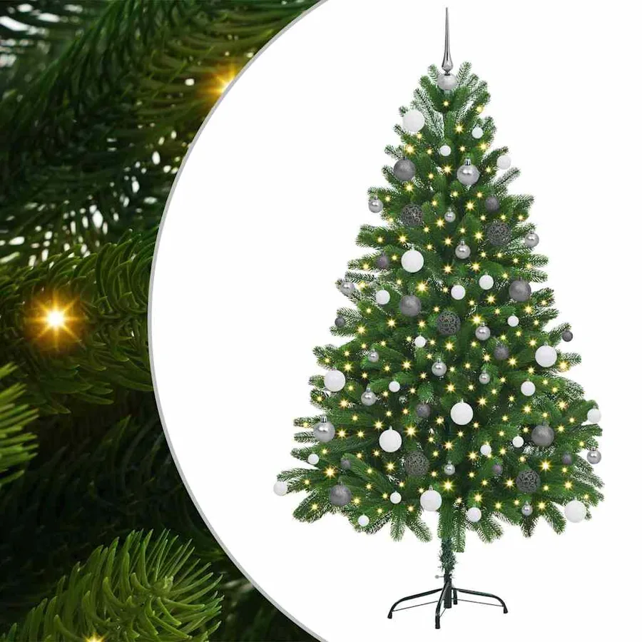 Sapin de Noël avec 300 LED avec support Vert 180 cm PE - 6