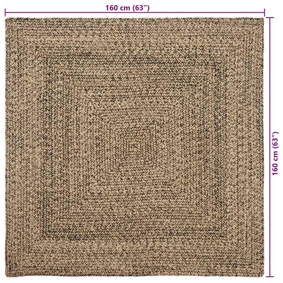Tapis de surface Naturel et noir 160 x 160 cm Jute - 9
