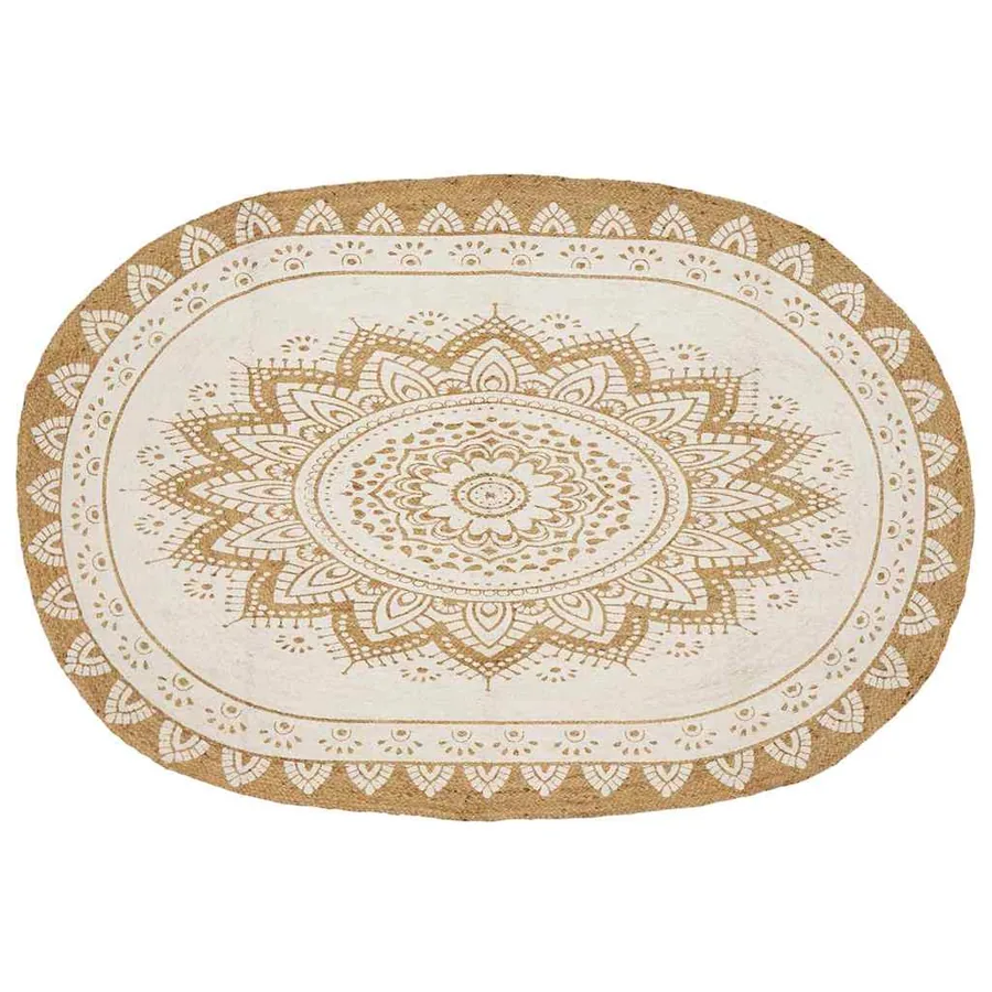 Tapis de surface Naturel avec impression blanche 152 x 245 cm